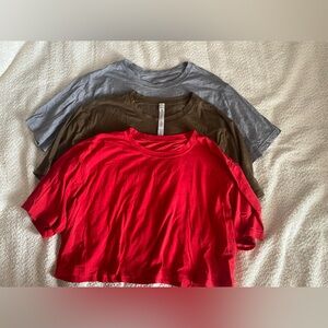 CRZ YOGA Women's Pima Cotton Workout Crop Tops Short Sleeve 3 PACK